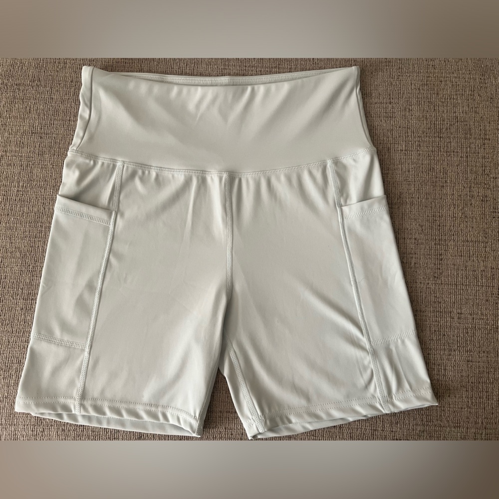 Light Blue RZ by Rachel Zoe Spandex Biker Shorts Size Large Side Pockets